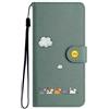 Aisenth Cover per Samsung Galaxy A16 5G/A16, Carino Gatto, Sole, Nuvola Custodia in PU Pelle Portafoglio Cover Kawaii Animali Protettiva Flip Case con Funzione Supporto, Slot per schede, Verde