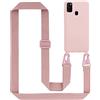 Cadorabo Catena per cellulare compatibile con Samsung Galaxy M21 / M30s in LIQUID ROSA - Custodia protettiva in silicone con cinturino regolabile in lunghezza