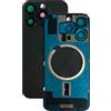 SVV Cover posteriore per iPhone 16 Pro. Premontato: con magnete, supporto in metallo, anelli per fotocamera, ecc. Vetro posteriore di ricambio OEM (nero)