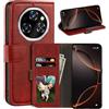 UOGNADGD Custodia in Pelle a Libretto Compatibile con Oukitel WP55 Pro 5G Portafoglio con Slot per Carte, Chiusura Magnetica, RFID Antiurto (Rosso)