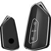 KUNIO Custodia per chiave adatta per VW Golf 8 GTE GTI ID.3 ID.4 GTX adatta per Seat Leon MK4 Cupra Formentor Keyless Chiave Cover TPU 3 Tasti C Nero (GM-QXJ-golf8-11)