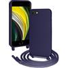 FERLAN Custodia per Samsung Galaxy A22 5G Cover con Cordino,Blu Silicone Antiurto TPU Morbido Case Corda Collana Necklace Regolabile Stylish con Catena Ultra Sottile Cover per Samsung Galaxy A22 5G,Blu navy