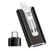 Vyzio Chiavetta 3-in-1 ad alta velocità DataFlex - Nero- USB/Type-C/Lightning | Archiviazione rapida, backup immediato per PC, iPhone e Android