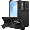 xinyunew custodia per Samsung Galaxy S24 Plus/S25 Plus con ring stand magnetico, cover militare antiurto con protezione fotocamera scorrevole compatible with MagSafe ricarica wireless Nero