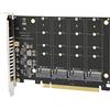 Akozon Scheda di Espansione M.2, Scheda Adattatore 4 Porte M.2 Nvme SSD Nvme Adattatore Convertitore Disco Rigido Lettore Espansione PCIE a PCIE X16 Chiave M
