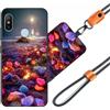 JEZSTHAI Cover Compatibile con Xiaomi Mi A2 Lite Custodia in Silicone TPU Morbido con Cordino/Laccio Tracolla Cellulare,Antiurto AntiGraffio Protettiva Bumper Case con Disegno Motivi,Cover*A09