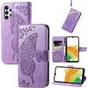 JIUNINE Custodia Protettiva per Samsung Galaxy A13 4G, Cover Libro PU Pelle Antiurto Portafoglio con Design Farfalle 3D, Slot per Carte, Supporto Stand Regolabile, Chiusura Magnetica, Viola