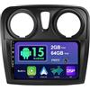 BXLIYER Android 15 IPS Autoradio Per Dacia - Sandero (2012-2017) - 2G+64G - Senza fili Carplay & Android Auto - GRATUITI Telecamera - DSP DAB Fast-boot Volante WIFI 4G Split-Screen - 2 Din 9 Pollici