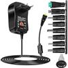 Ailao Alimentatore Universale da 30W Regolabile Alimentatore 3V 5V 6V 12V DC Caricatore Universale con connettore USB con 8 connettori di alimentazione spina europea AC100-240V.