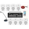 Prostore Italy IMPIANTO AUDIO FILODIFFUSIONE+8 Altoparlanti Parete+Bluetooth+100Mt Cavo +Microfono (Con Casse Bianche)