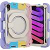 MUDASANQI Custodia antiurto compatibile con iPad mini 7 (A17 Pro) 2024/Mini 6 7a/6a generazione Tablet da 8,3 pollici, robusta custodia protettiva per bambini, supporto con maniglia e tracolla (rosa colorato)