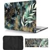 HLAAJJX Custodia Compatibile con Macbook 12 pollici 2017 2016 2015 con display Retina A1534, Case Rigida Protettivo Plastica Copertina & Tastiera Cover & Borsa, Foglie verdi
