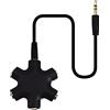 YILIANDUO Sdoppiatore per Cuffie Audio Cuffie da 3,5 mm Splitter Jack 3.5 Audio 5 Vie 6 Porte Femmina Connettore Audio Auricolari Spina con Cavo Stereo da 3,5 mm con 5 Prese Nero