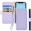 Butnyeoe Cover per iPhone 12 mini Case,Custodia iPhone 12 mini Libro,Trama Litchi PU Pelle Protettiva Portafoglio Flip/Folio Wallet Case Con Slot per Schede e Magnetica Supporto,Viola Chiaro