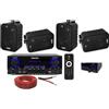 Prostore Italy Kit Audio Filodiffusione con Amplificatore 2x50W, 4 Casse da Parete Nere, Telecomando e 50 Metri di Cavo, Bluetooth, USB, SD, Sistema a 2 Vie Bass Reflex