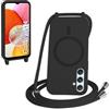 FMPCUON FNPCUON Cover Magnetica Silicone per Samsung Galaxy A14 4G/5G con Cordino,Compatibile con MagSafe,Custodia con Laccio Collana Tracolla Collo Sottile TPU Antiurto Protettiva Case con Corda.Nero