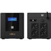 NJOY Cadu 1000 Gruppo di Continuità 1000VA 600 Watt, Line Interactive, Display LCD, AVR, HID USB, Protezione LAN 1Gb/s, 4 Uscite Schuko, Software per Gestione UPS, 2 Batterie 12V-7Ah