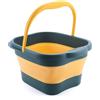 STETHI Vasca da bagno pieghevole per piedi in plastica con rulli massaggianti, vaschetta per piedi con massaggio, con manico, per pediluvio, pattumiera (giallo)