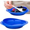MUSLONG Piatto e ciotola con bordo alto, senza BPA, ventosa, antiscivolo, aiuto alimentare, rialzo per la cura di disabili e anziani (blu, due piatti)