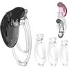 Tambaa 3 taglie di clip per pene maschile con 1 coperchio in silicone morbido simulato, dispositivo per pene per uomini travestiti -ITHA30 (Nero-Trasparente)
