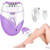 FiTspi Epilatore elettrico senza fili, da donna, epilatore indolore per viso, gambe, bikini e ascelle (viola)