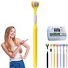 Gienslru Sensory Joy Spazzolino da denti a 3 lati, Spazzolino da denti a tre lati, setole morbide a forma di V, pulisce ogni dente per coprire completamente lo spazzolino (giallo (adulto))