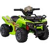 HOMCOM Quad Elettrico per Bambini 6V, Con Musica, Pulsante Acceleratore, Velocità 2km/h, Età 18-36 Mesi, 70x42x45cm, Verde