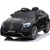 EGLEMTEK Auto Elettrica Bambini Mercedes-Benz AMG GLC63S Coupé 12V con Licenza Ufficiale Doppio Motore 35W Telecomando Parentale Cintura di Sicurezza Luci LED USB MP3 Porte Apribili 3-5 km/h (Nero)