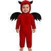 FIESTAS GUIRCA | Costume di Piccolo Diavolo Bambini (2-3 Anni) - Ali, Cappuccio e Tuta - Costumi di Halloween, Diavoli e Demoni per Feste in Maschera - Ideale per Bambini - Rosso e Nero