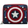 Loungefly x Marvel Captain America 80th Anniversary Floral Shield Zip-Around Wallet, Zippered Wallet, Multicolor