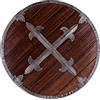Battle-Merchant Targa rotonda in legno con raccordi in acciaio