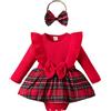Generico Vestito Bambina 1 Anno Mio Primo Natale Vestitini Rosso Invernale Abiti Natalizia Manica Lunga Costumi Carnevale Ragazza Tulle Gonna Elegante Abito Battesimo Capodanno Natalizio Tutine Completo
