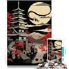 AITEXI Puzzle da 1000 pezzi per adolescenti Pagoda giapponese Drago Luna Giochi di relax con pezzi completamente interconnessi di forma casuale 52x38cm