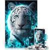 LKASGCBY Puzzle 1000 pezzi per adolescenti tigre siberiana fuoco blu Giocattolo educativo per l'apprendimento Adatto per la decorazione del desktop 75x50cm