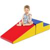 COSTWAY Set di Blocchi Forme Diverse, Giocattolo per Arrampicata e Strisciamento, Aiuta i Bambini a Crescere (Blu, Giallo e Rosso)