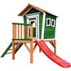 Home Deluxe Casetta giocattolo su palafitte Pino con scivolo - Verde I Casetta per bambini in legno per giardino e attività all'aperto