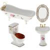 Generic Set di mobili da bagno in ceramica per casa delle bambole, 4 pezzi, #5
