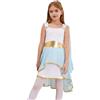 Mufeng Costume Dea Greca Bambina Romana Antica Toga Vestito Medievale Abito Stile Cleopatra Atena Costume da Angelo Costume Travestimento di Carnevale Natale Azzurro 9-10 anni