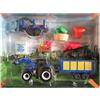 Maisto Set Fattoria Diecast TRATTORE NEW HOLLAND Blu con rimorchi e altri accessori - Scala 1:64 - Lunghezza 16 cm con rimorchio