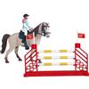 Generic 3 Pezzi Realistico Cavallo Figura Cavallo Giocattolo con Ostacoli Figure Recinto Cavallo Playset Giocattolo per Ragazzi Ragazze Neonati E, Cavaliere Femminile