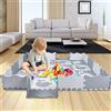 HUOLE Tappeto gioco bambini Recinto per bambini con tappeto Tappeto puzzle bambini Tappetino neonato per gattonare Tappeto gioco grande EVA Morbido e Antiscivolo16 PZ-bianco+grigio scuro