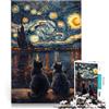 AITEXI puzzle 1000 pezzi per adulti Gatti della notte stellata per il giocattolo di sfida del gioco educativo offerte come regali per tutta la famiglia 52x38cm