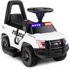 COSTWAY Auto Elettrica per Bambini, Auto della Polizia Giocattolo con Clacson Luce di Avvertimento e Suono della Sirena, Velocità 3 km/h, per Bambini 18-60 Mesi (Bianco)