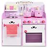 RELAX4LIFE Cucina in Legno per Bambini con Disegni di Fragole, Giocattolo Cottura con Accessori Completi, Regalo Perfetto per le Bambine con più di 3 Anni, Rosa e Bianco, 60 x 30 x 63 cm (L x P x A)