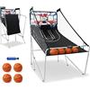 COSTWAY Macchina da Pallacanestro Elettronica, Canestro Basket da Camera a Doppio Tiro Pieghevole con Punteggio Elettronico, 4 Palle, 8 Modalità di Gioco e 2 Canestri (Bianco)
