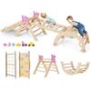COSTWAY 8 in 1 Set da Arrampicata per Bambini, Giocattoli da Arrampicata Pieghevoli con Triangolo Arco e Rampa, Giochi Montessori per Bambini 1 Anni + (Unicorno 4 pezzi, Naturale)