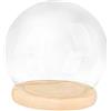 F Fityle Display a Cupola con Base, Cupola a Cloche in Vetro, vetrina per Decorazioni per Case delle Bambole, Contenitore per terrari, Cupola in Vetro, Base in Legno da 15 cm