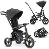 Deryan Explorer Triciclo da 9 Mesi fino a 25 kg - Triciclo per Bambini con Maniglione di Spinta - Sedile Girevole - Tettuccio Estensibile con Protezione Solare - Nero