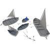 LM3D Set di 5 barche in miniatura, scenografia fantasy, scala 28 mm-32 mm, compatibile con Warhammer e D & D, grigio