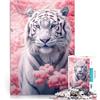 AITEXI Puzzle da 1000 pezzi per adulti Tigre in fiore di ciliegio Vacanza a casa: uccidere il tempo offerte come regali per tutta la famiglia 52x38cm